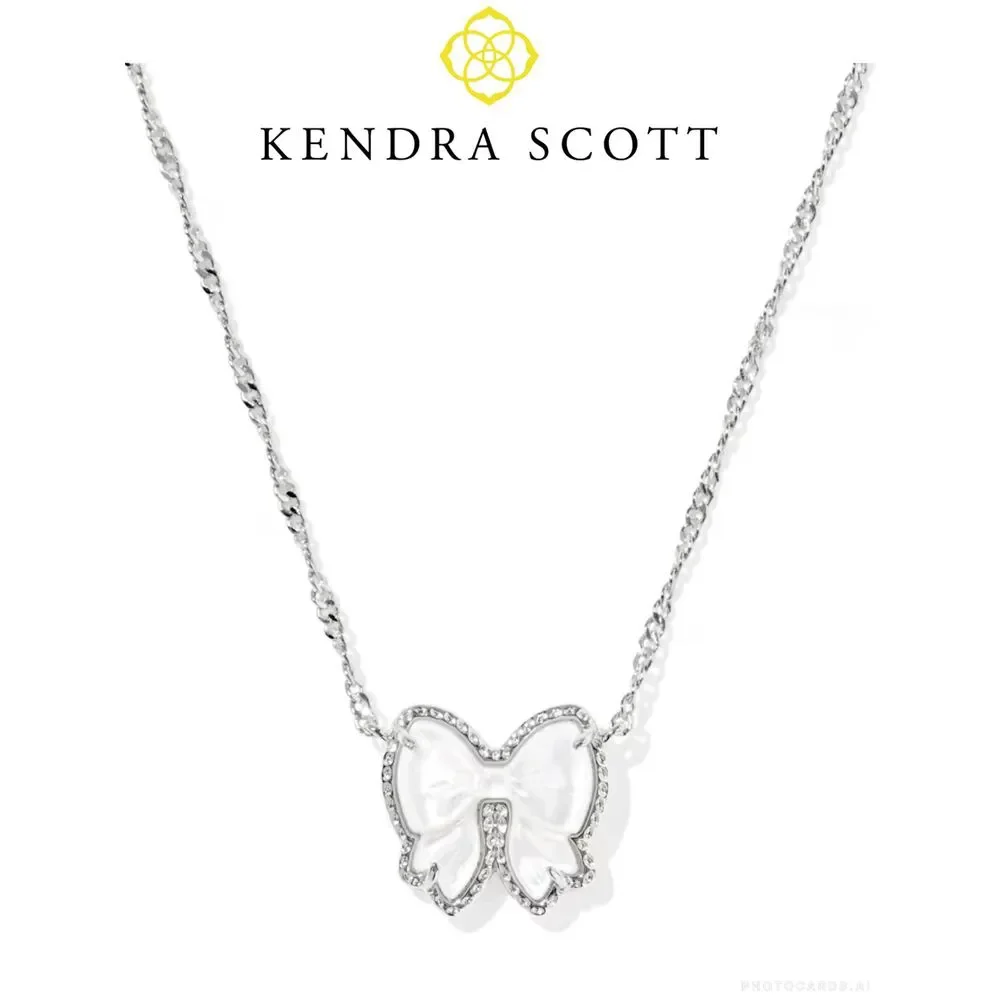 NWOT Kendra Scott Haley Bow Ivory Mother Of Pearl Silver Necklace